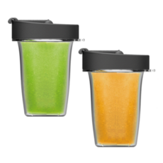 Magimix Juice Cups x 2 Small 400ml Cups - Flip Lids